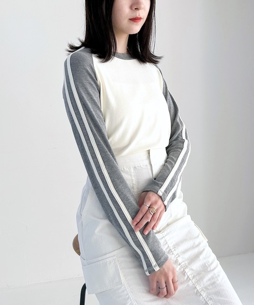 Heather（ヘザー）の「ラグランラインTEE　105314（Tシャツ/カットソー・レディース・ベージュ/ネイビー/グレー・FREE）」の19枚目の写真