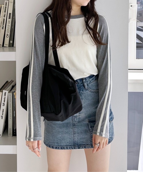 Heather（ヘザー）の「ラグランラインTEE　105314（Tシャツ/カットソー・レディース・ベージュ/ネイビー/グレー・FREE）」の16枚目の写真