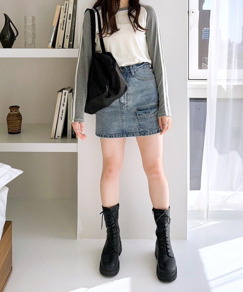 Heather（ヘザー）の「ラグランラインTEE　105314（Tシャツ/カットソー・レディース・ベージュ/ネイビー/グレー・FREE）」の17枚目の写真