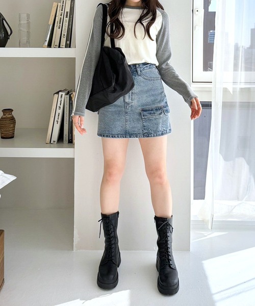 Heather（ヘザー）の「ラグランラインTEE　105314（Tシャツ/カットソー・レディース・ベージュ/ネイビー/グレー・FREE）」の18枚目の写真