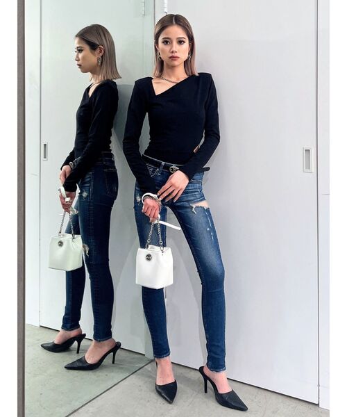 GYDA（ジェイダ）の「【WEB限定】【TINY低身長向け 】チェーンネックレス付きボディスーツ（その他トップス・レディース・オフホワイト/ブラック・FREE）」の16枚目の写真