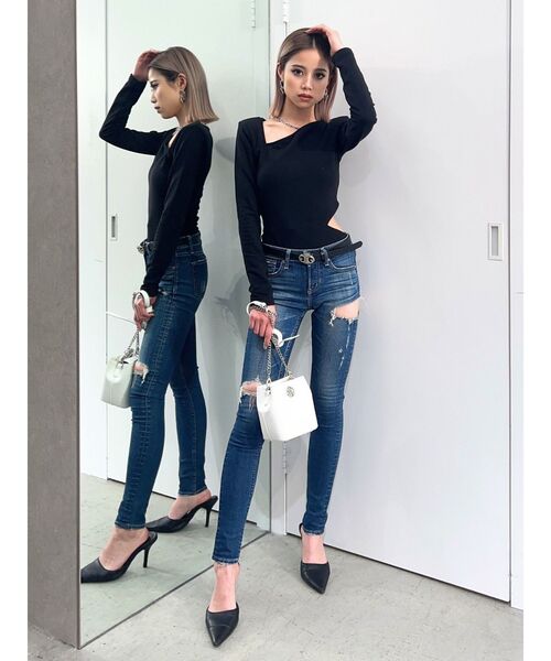 GYDA（ジェイダ）の「【WEB限定】【TINY低身長向け 】チェーンネックレス付きボディスーツ（その他トップス・レディース・オフホワイト/ブラック・FREE）」の17枚目の写真