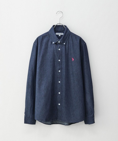 U.S. POLO ASSN.(ユーエスポロアッスン)の「【U.S. POLO ASSN.】 オックスフォード ワンポイント ロゴ刺繍 ボタンダウン 長袖 シャツ(シャツ/ブラウス・メンズ・ライラック/ホワイト/ホワイト×ネイビー/ネイビー/インディゴブルー・MEDIUM/LARGE/X-LARGE)」の4枚目の写真