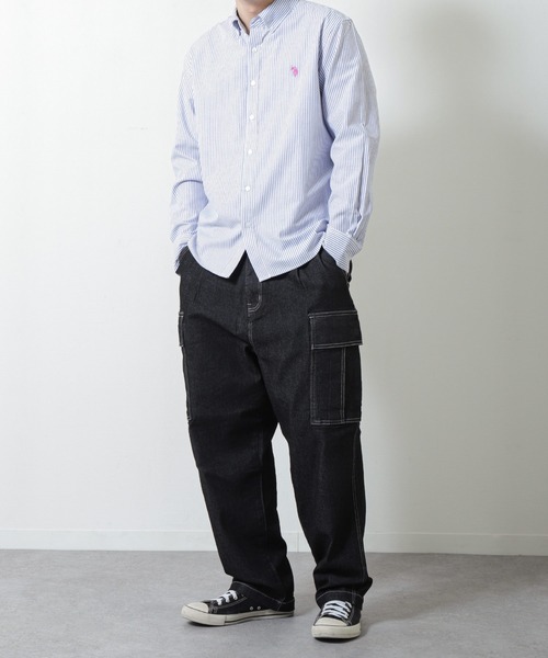 U.S. POLO ASSN.(ユーエスポロアッスン)の「【U.S. POLO ASSN.】 オックスフォード ワンポイント ロゴ刺繍 ボタンダウン 長袖 シャツ(シャツ/ブラウス・メンズ・ライラック/ホワイト/ホワイト×ネイビー/ネイビー/インディゴブルー・MEDIUM/LARGE/X-LARGE)」の19枚目の写真