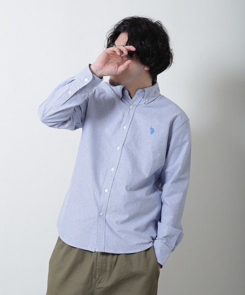 U.S. POLO ASSN.(ユーエスポロアッスン)の「【U.S. POLO ASSN.】 オックスフォード ワンポイント ロゴ刺繍 ボタンダウン 長袖 シャツ(シャツ/ブラウス・メンズ・ライラック/ホワイト/ホワイト×ネイビー/ネイビー/インディゴブルー・MEDIUM/LARGE/X-LARGE)」の11枚目の写真