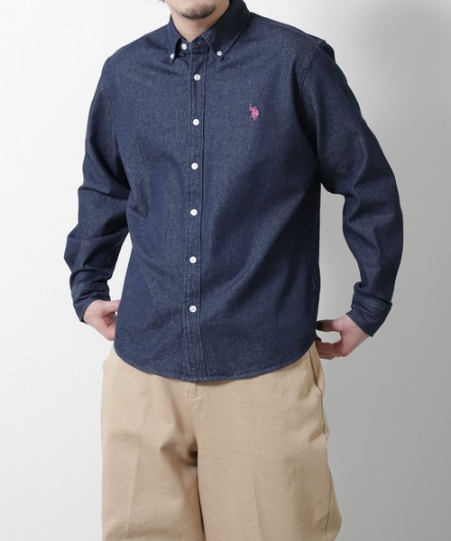 U.S. POLO ASSN.(ユーエスポロアッスン)の「【U.S. POLO ASSN.】 オックスフォード ワンポイント ロゴ刺繍 ボタンダウン 長袖 シャツ(シャツ/ブラウス・メンズ・ライラック/ホワイト/ホワイト×ネイビー/ネイビー/インディゴブルー・MEDIUM/LARGE/X-LARGE)」の9枚目の写真