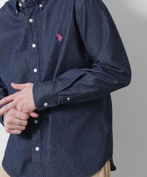 U.S. POLO ASSN.(ユーエスポロアッスン)の「【U.S. POLO ASSN.】 オックスフォード ワンポイント ロゴ刺繍 ボタンダウン 長袖 シャツ(シャツ/ブラウス・メンズ・ライラック/ホワイト/ホワイト×ネイビー/ネイビー/インディゴブルー・MEDIUM/LARGE/X-LARGE)」の10枚目の写真