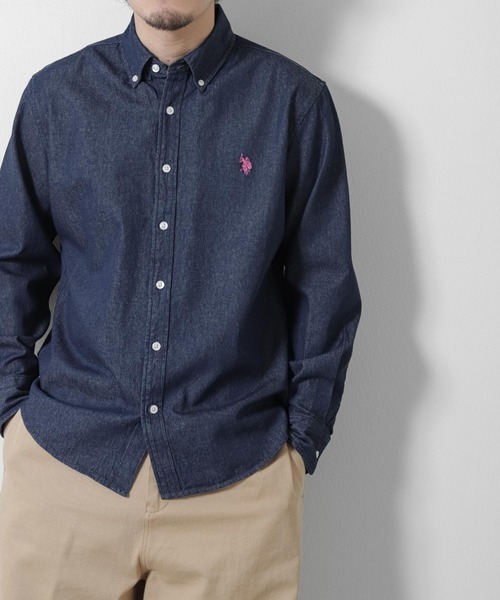 U.S. POLO ASSN.(ユーエスポロアッスン)の「【U.S. POLO ASSN.】 オックスフォード ワンポイント ロゴ刺繍 ボタンダウン 長袖 シャツ(シャツ/ブラウス・メンズ・ライラック/ホワイト/ホワイト×ネイビー/ネイビー/インディゴブルー・MEDIUM/LARGE/X-LARGE)」の6枚目の写真