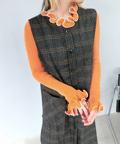 SANSeLF（サンセルフ）の「スリーブレスチェックワンピース【SANSeLF】sanw24s009（ワンピース・レディース・ブラック/ブラウン・FREE）」の5枚目の写真