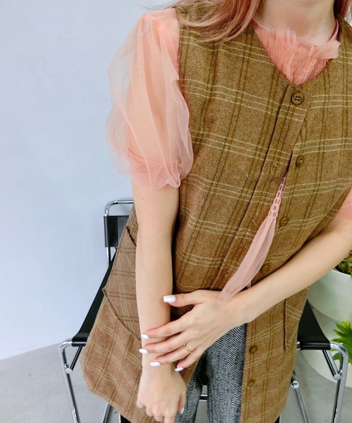 SANSeLF（サンセルフ）の「スリーブレスチェックワンピース【SANSeLF】sanw24s009（ワンピース・レディース・ブラック/ブラウン・FREE）」の15枚目の写真