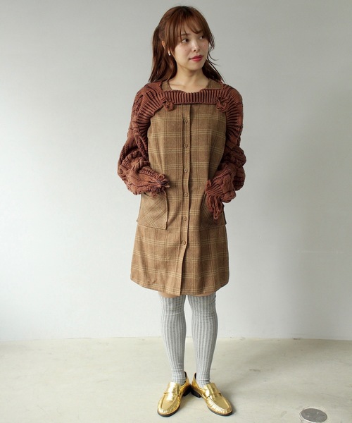 SANSeLF（サンセルフ）の「スリーブレスチェックワンピース【SANSeLF】sanw24s009（ワンピース・レディース・ブラック/ブラウン・FREE）」の18枚目の写真