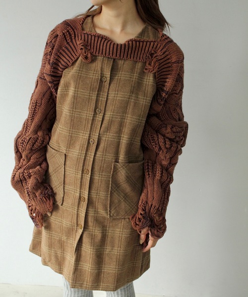 SANSeLF（サンセルフ）の「スリーブレスチェックワンピース【SANSeLF】sanw24s009（ワンピース・レディース・ブラック/ブラウン・FREE）」の19枚目の写真