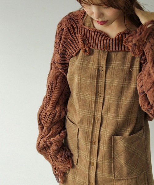 SANSeLF（サンセルフ）の「スリーブレスチェックワンピース【SANSeLF】sanw24s009（ワンピース・レディース・ブラック/ブラウン・FREE）」の20枚目の写真