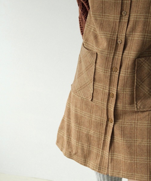 SANSeLF（サンセルフ）の「スリーブレスチェックワンピース【SANSeLF】sanw24s009（ワンピース・レディース・ブラック/ブラウン・FREE）」の22枚目の写真