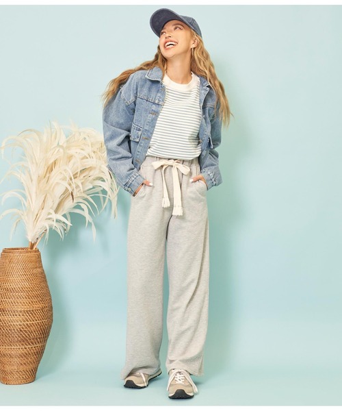 anap mimpi（アナップミンピ）の「フリンジベルト 裏毛 スウェット リラックス ワイド パンツ（スウェットパンツ・レディース・ダークグレー/ベージュ/グレー・FREE）」の5枚目の写真