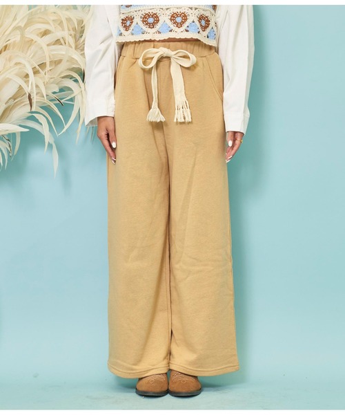 anap mimpi（アナップミンピ）の「フリンジベルト 裏毛 スウェット リラックス ワイド パンツ（スウェットパンツ・レディース・ダークグレー/ベージュ/グレー・FREE）」の12枚目の写真