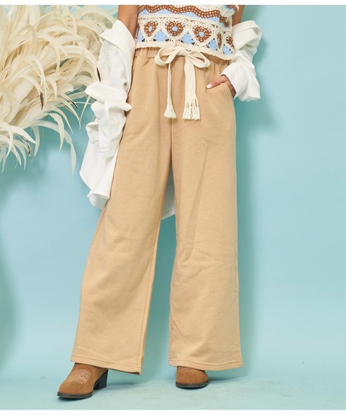 anap mimpi（アナップミンピ）の「フリンジベルト 裏毛 スウェット リラックス ワイド パンツ（スウェットパンツ・レディース・ダークグレー/ベージュ/グレー・FREE）」の19枚目の写真