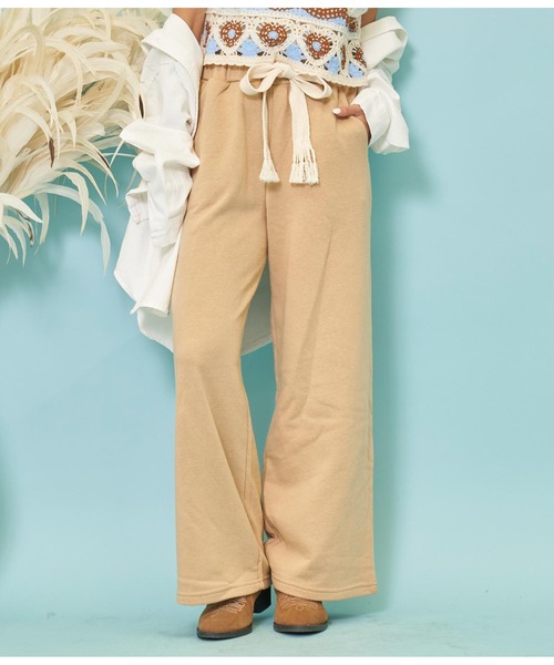 anap mimpi（アナップミンピ）の「フリンジベルト 裏毛 スウェット リラックス ワイド パンツ（スウェットパンツ・レディース・ダークグレー/ベージュ/グレー・FREE）」の20枚目の写真