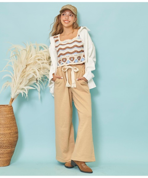 anap mimpi（アナップミンピ）の「フリンジベルト 裏毛 スウェット リラックス ワイド パンツ（スウェットパンツ・レディース・ダークグレー/ベージュ/グレー・FREE）」の17枚目の写真