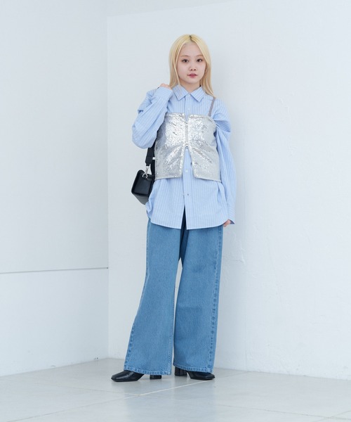 WHIMSIC（ウィムジック）の「【UNISEX】タックワイドデニムパンツ（デニムパンツ・メンズ・チャコールグレー/ブルー・2/1）」の16枚目の写真