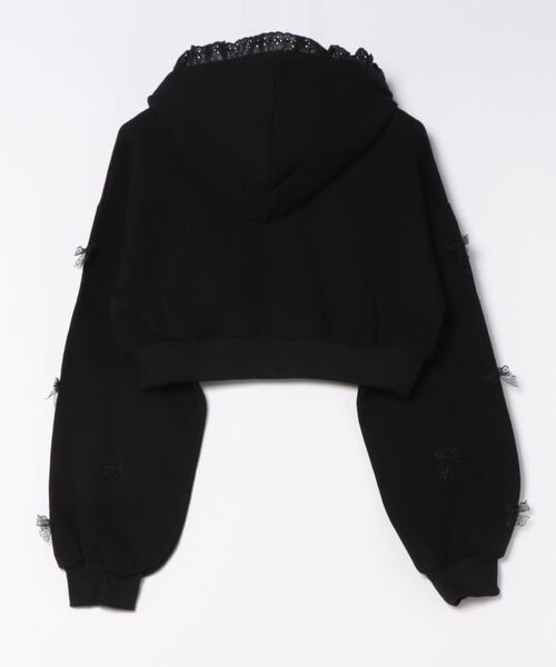 Ank Rouge(アンクルージュ)の「チビリボンショートパーカー(パーカー・レディース・ホワイト/ピンク/ブラック・M)」の4枚目の写真