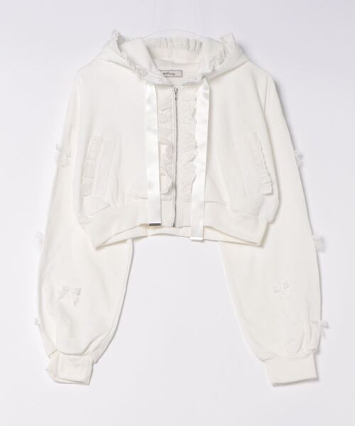 Ank Rouge(アンクルージュ)の「チビリボンショートパーカー(パーカー・レディース・ホワイト/ピンク/ブラック・M)」の15枚目の写真