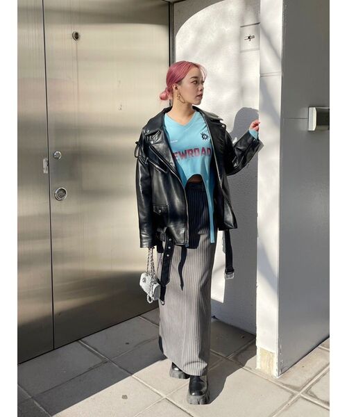 EVRIS（エヴリス）の「ストライプロングスカート（スカート・レディース・ブラック/グレー・MEDIUM/SMALL）」の10枚目の写真