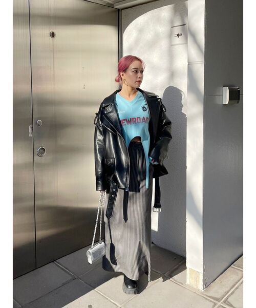 EVRIS（エヴリス）の「ストライプロングスカート（スカート・レディース・ブラック/グレー・MEDIUM/SMALL）」の11枚目の写真