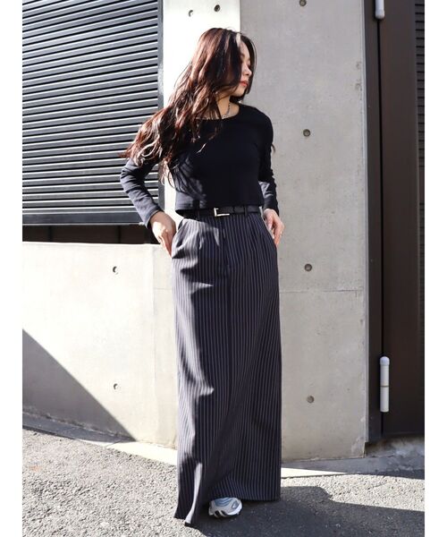 EVRIS（エヴリス）の「ストライプロングスカート（スカート・レディース・ブラック/グレー・MEDIUM/SMALL）」の14枚目の写真