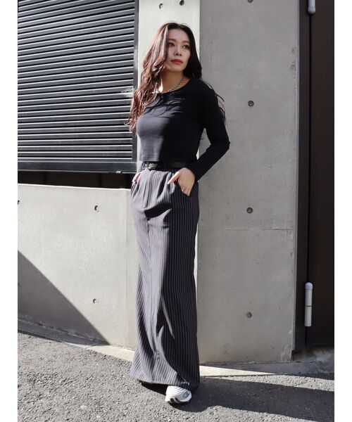 EVRIS（エヴリス）の「ストライプロングスカート（スカート・レディース・ブラック/グレー・MEDIUM/SMALL）」の15枚目の写真