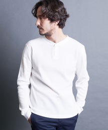 CTN WAFFLE HENLY/N L/S:コットン ワッフル ヘンリーネック ロングスリーブ
