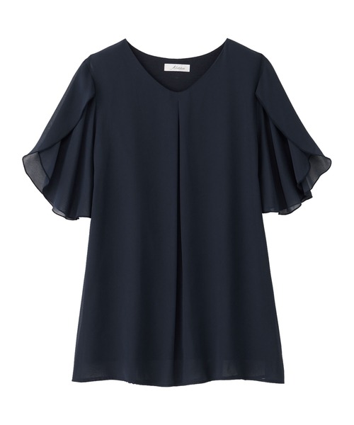 alotta(アロッタ)の「インナー付チューリップ袖チュニック(Tシャツ/カットソー・レディース・ホワイト/ピンク/グレイッシュベージュ/サックスブルー/ネイビー/ブラック/ブルー・M/5L/3L/LL/L/4L)」の10枚目の写真