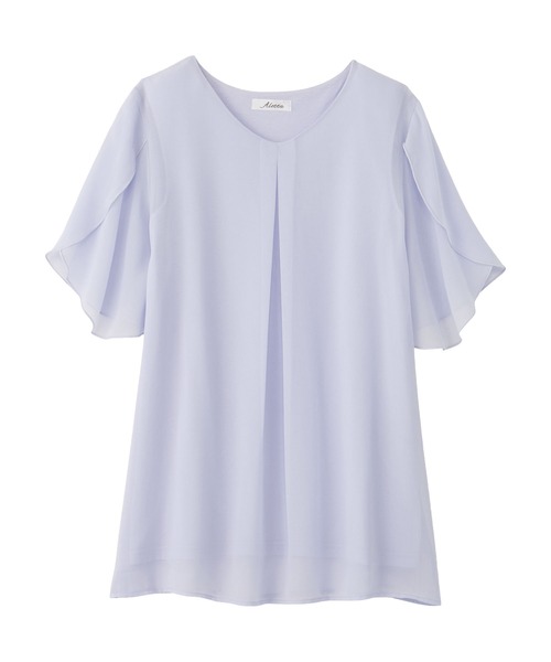alotta(アロッタ)の「インナー付チューリップ袖チュニック(Tシャツ/カットソー・レディース・ホワイト/ピンク/グレイッシュベージュ/サックスブルー/ネイビー/ブラック/ブルー・M/5L/3L/LL/L/4L)」の11枚目の写真