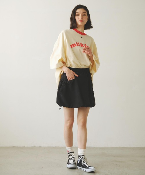 MILKFED.（ミルクフェド）の「DRAWSTRING MINI SKIRT（スカート・レディース・オリーブ/ブラック/パープル・ONE SIZE）」の17枚目の写真