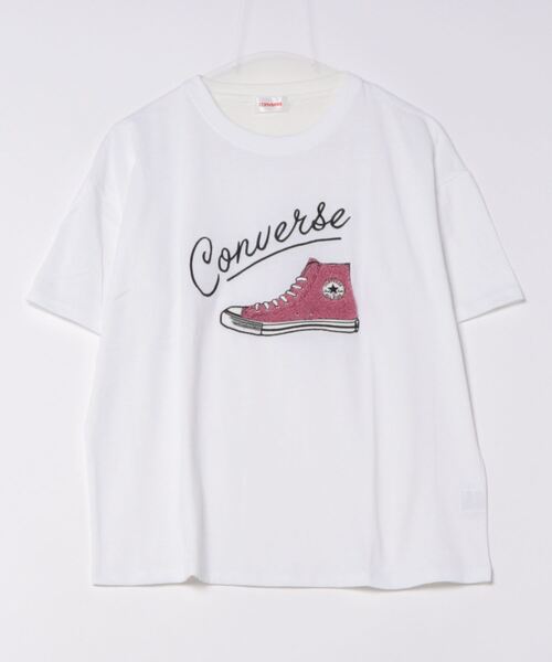 CONVERSE(コンバース)の「【CONVERSE/コンバース】 サガラ刺繍Tシャツ(Tシャツ/カットソー・レディース・ピンク/ブルー/オフホワイト/ブラック・MEDIUM/LARGE)」の2枚目の写真
