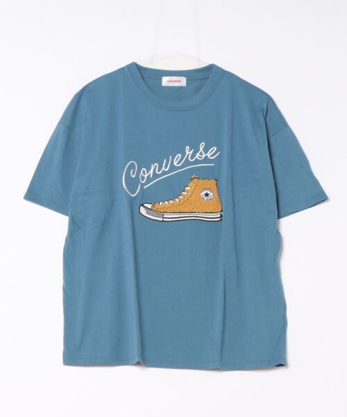 CONVERSE(コンバース)の「【CONVERSE/コンバース】 サガラ刺繍Tシャツ(Tシャツ/カットソー・レディース・ピンク/ブルー/オフホワイト/ブラック・MEDIUM/LARGE)」の3枚目の写真