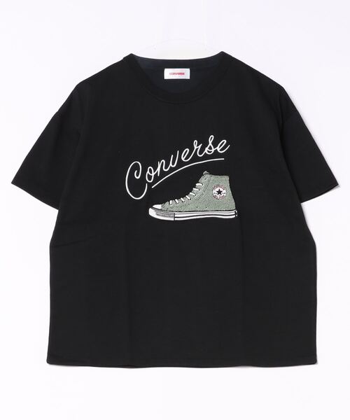 CONVERSE(コンバース)の「【CONVERSE/コンバース】 サガラ刺繍Tシャツ(Tシャツ/カットソー・レディース・ピンク/ブルー/オフホワイト/ブラック・MEDIUM/LARGE)」の1枚目の写真