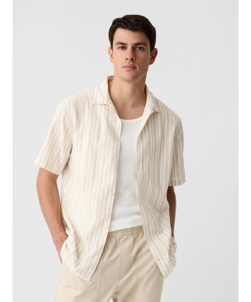 GAP(ギャップ)の「リネン混 バケーション スタンダードフィットシャツ(シャツ/ブラウス・メンズ・ブラック/ホワイト/ベージュ/グリーン・XS/XL/L/S/M)」の3枚目の写真