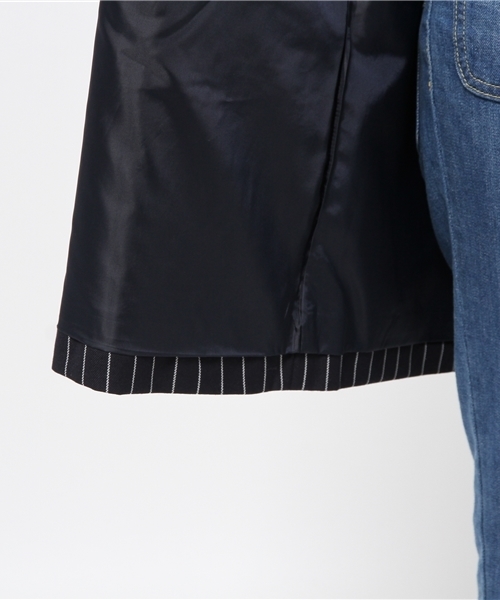 one after another NICE CLAUP（ワンアフターアナザーナイスクラップ）の「【ナイスクラップ】ストライプチェスターコート（チェスターコート・レディース・ネイビー/グレー・FREE）」の11枚目の写真