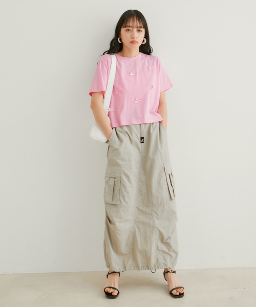 VIS(ビス)の「【WEB限定】リボンモチーフTシャツ(Tシャツ/カットソー・レディース・ピンク/ホワイト系その他/ブラック系その他・FREE)」の4枚目の写真