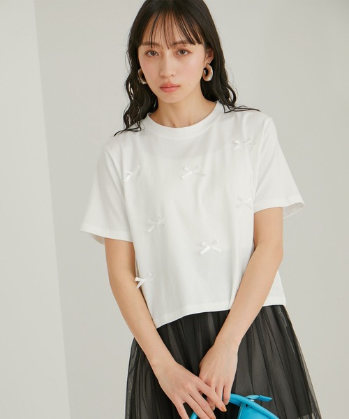 VIS(ビス)の「【WEB限定】リボンモチーフTシャツ(Tシャツ/カットソー・レディース・ピンク/ホワイト系その他/ブラック系その他・FREE)」の22枚目の写真