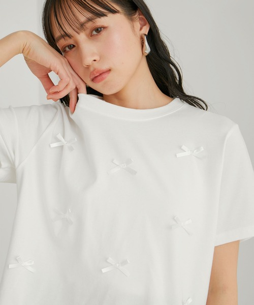 VIS(ビス)の「【WEB限定】リボンモチーフTシャツ(Tシャツ/カットソー・レディース・ピンク/ホワイト系その他/ブラック系その他・FREE)」の21枚目の写真