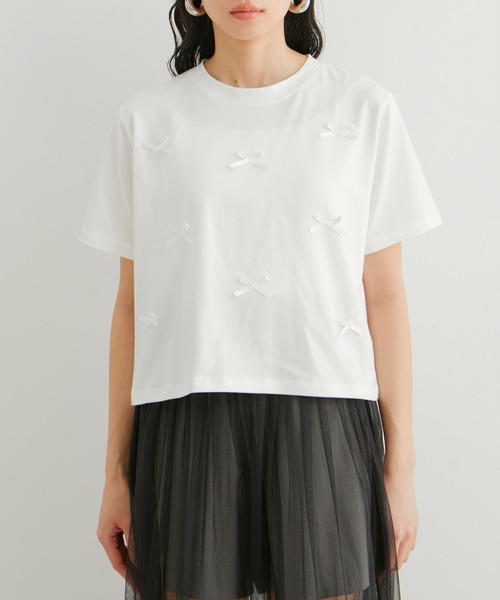 VIS(ビス)の「【WEB限定】リボンモチーフTシャツ(Tシャツ/カットソー・レディース・ピンク/ホワイト系その他/ブラック系その他・FREE)」の18枚目の写真