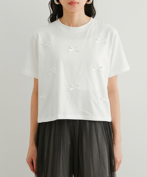 VIS(ビス)の「【WEB限定】リボンモチーフTシャツ(Tシャツ/カットソー・レディース・ピンク/ホワイト系その他/ブラック系その他・FREE)」の15枚目の写真
