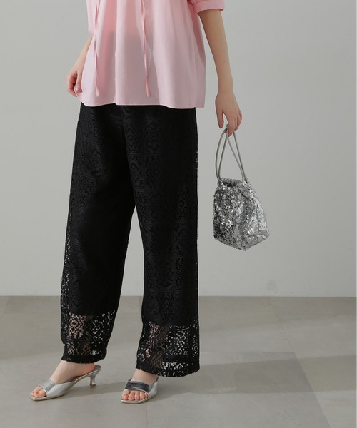 N.（N. Natural Beauty Basic）（エヌエヌナチュラルビューティーベーシック）の「◆レースイージーパンツ（その他パンツ・レディース・ブラック/ホワイト・MEDIUM）」の2枚目の写真