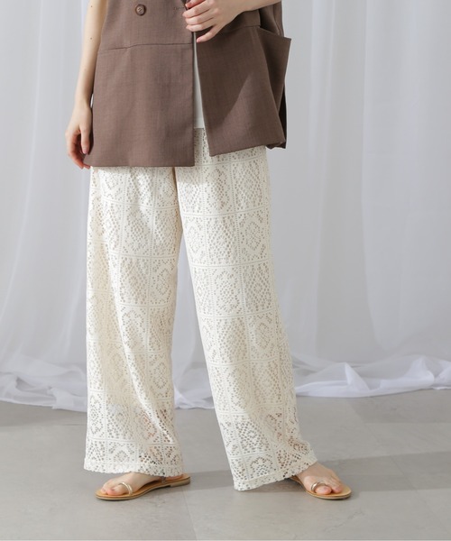 N.（N. Natural Beauty Basic）（エヌエヌナチュラルビューティーベーシック）の「◆レースイージーパンツ（その他パンツ・レディース・ブラック/ホワイト・MEDIUM）」の8枚目の写真