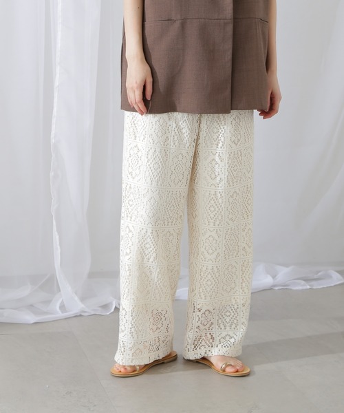 N.（N. Natural Beauty Basic）（エヌエヌナチュラルビューティーベーシック）の「◆レースイージーパンツ（その他パンツ・レディース・ブラック/ホワイト・MEDIUM）」の9枚目の写真