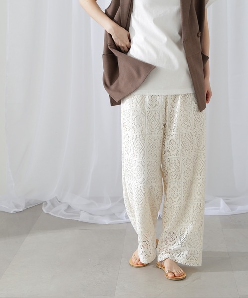 N.（N. Natural Beauty Basic）（エヌエヌナチュラルビューティーベーシック）の「◆レースイージーパンツ（その他パンツ・レディース・ブラック/ホワイト・MEDIUM）」の10枚目の写真