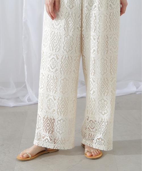 N.（N. Natural Beauty Basic）（エヌエヌナチュラルビューティーベーシック）の「◆レースイージーパンツ（その他パンツ・レディース・ブラック/ホワイト・MEDIUM）」の21枚目の写真