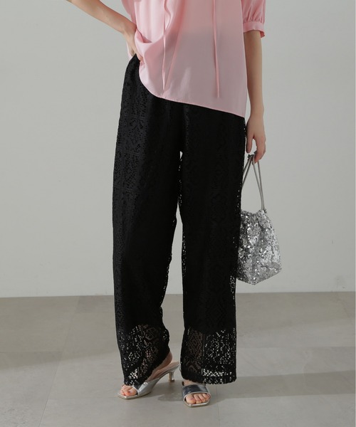N.（N. Natural Beauty Basic）（エヌエヌナチュラルビューティーベーシック）の「◆レースイージーパンツ（その他パンツ・レディース・ブラック/ホワイト・MEDIUM）」の12枚目の写真